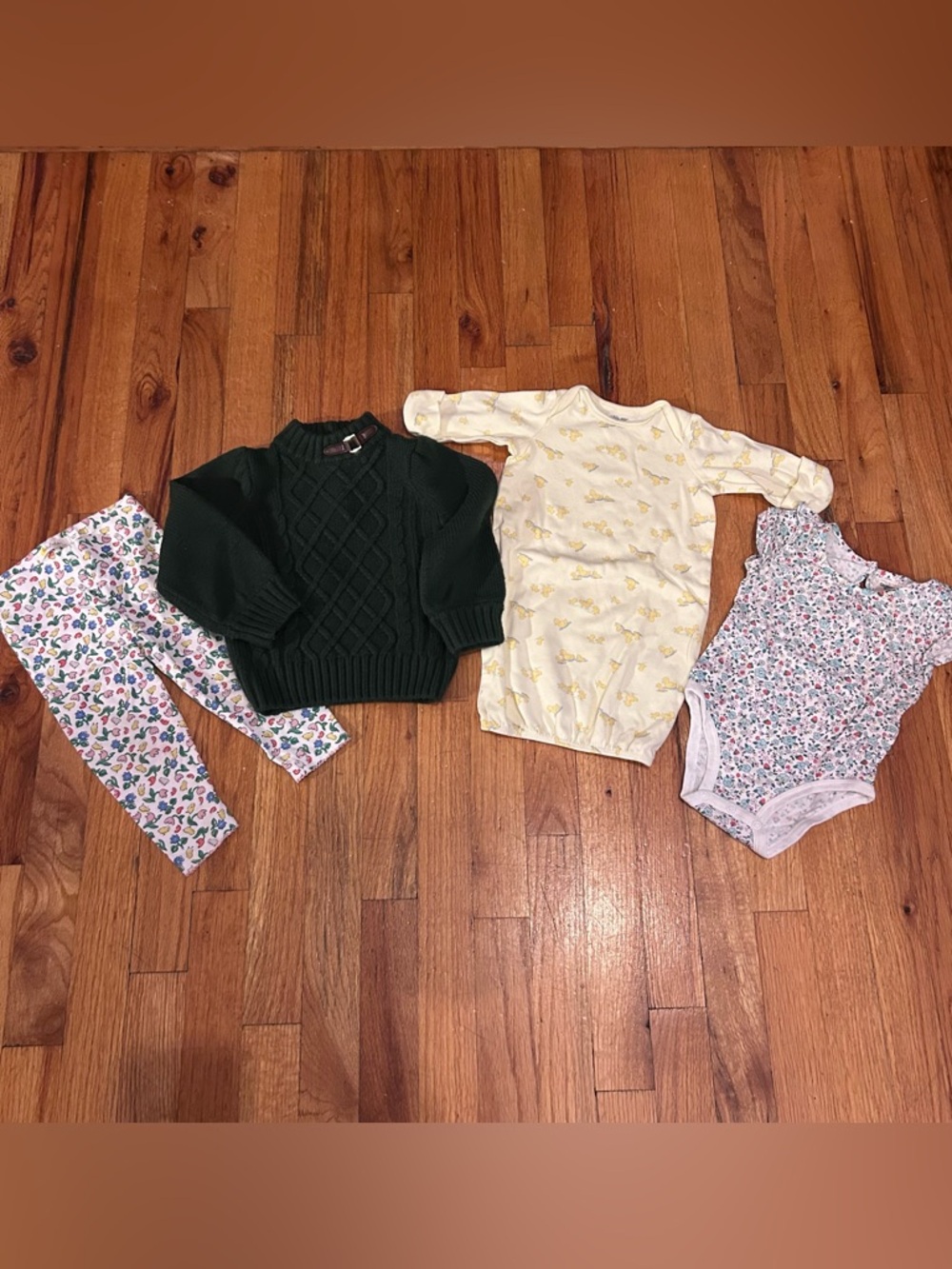 Dark Green Cable Knit Baby Sweater - Classic Knit